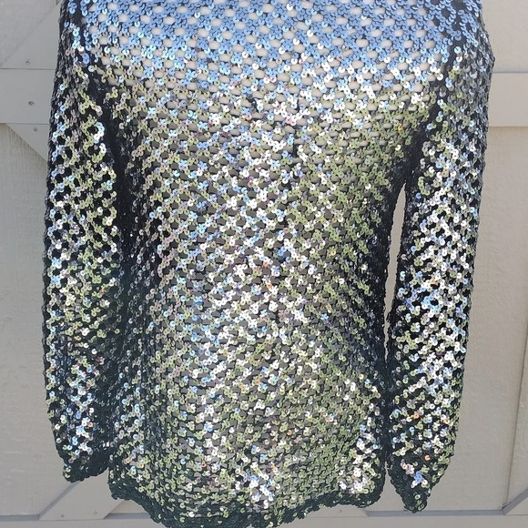 Vintage Three Flags California Sequin Jacket Size 6 Open Front Cardigan - Picture 2 of 12